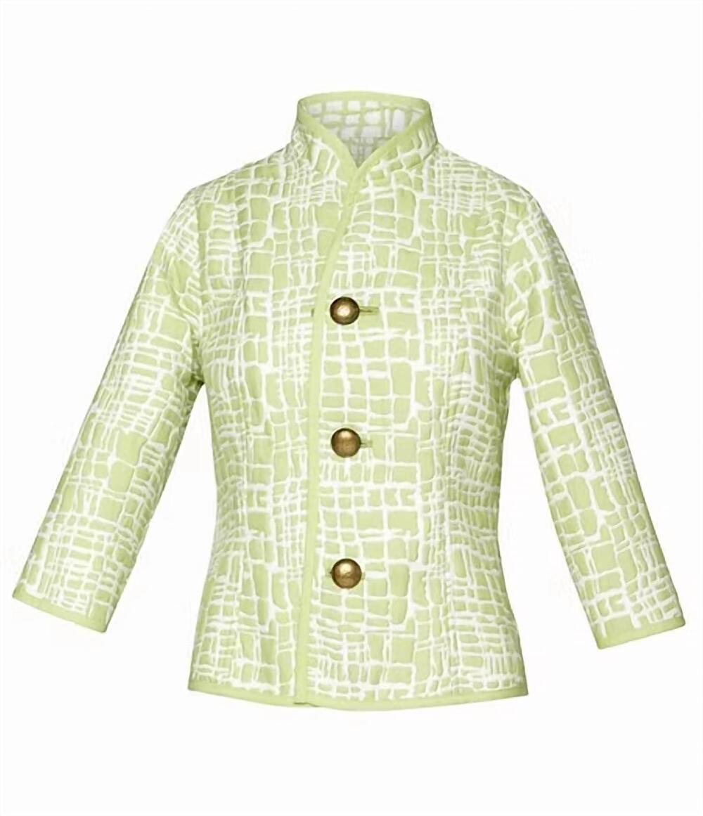 NEW TRIMDIN women's artisan midlength cobblestone jacket in lime